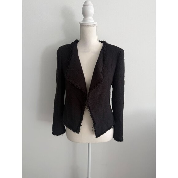 ANN TAYLOR LOFT Black Knit Long Sleeve Blazer Jacket Size 4P - Picture 5 of 6